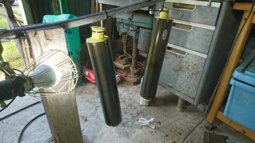 カーボンサイレンサをウレタン塗装